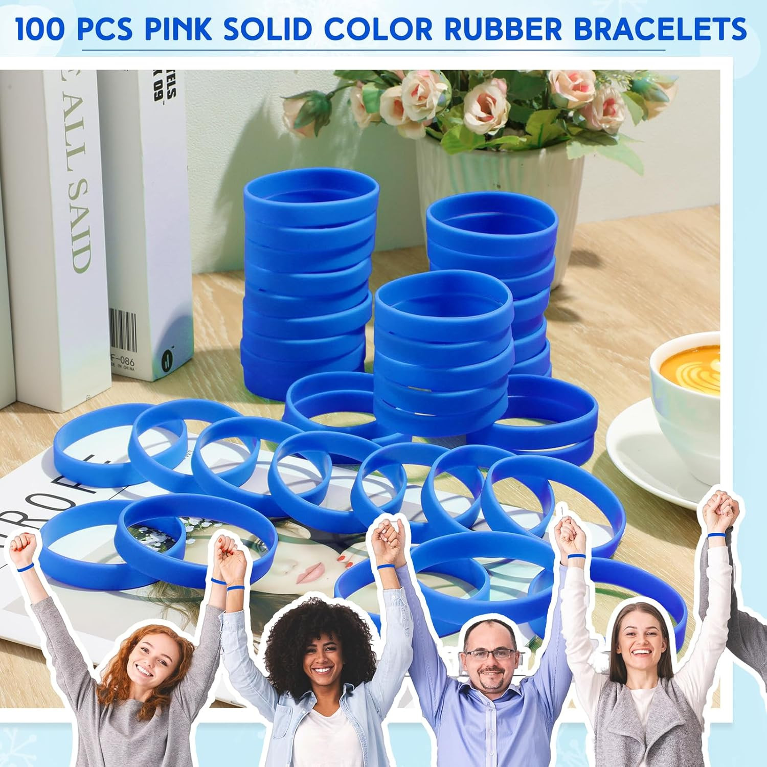 50 Pcs Plain Silicone Rubber Bracelets Elastic Rubber Wristbands Blank Colored B