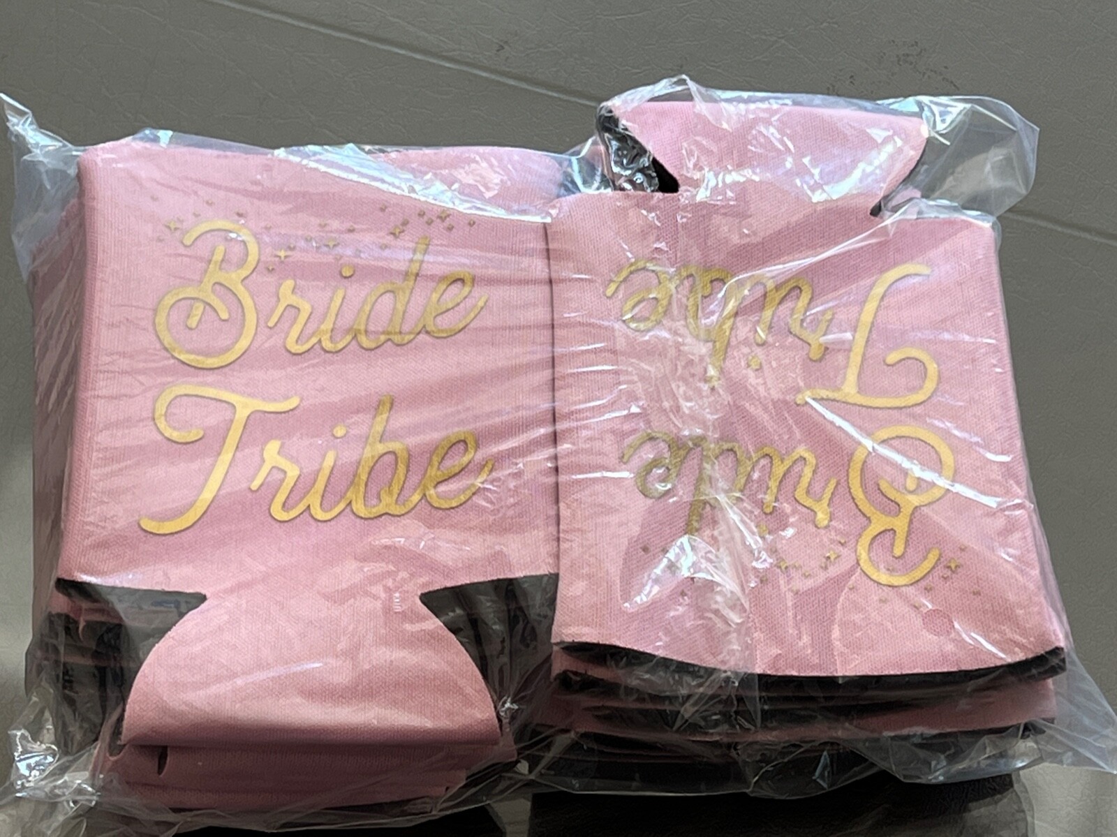 BRIDAL PARTY SUNGLASSES *plus* BRIDE TRIBE CAN SLEEVES set of 12 PINK GOLD WHITE
