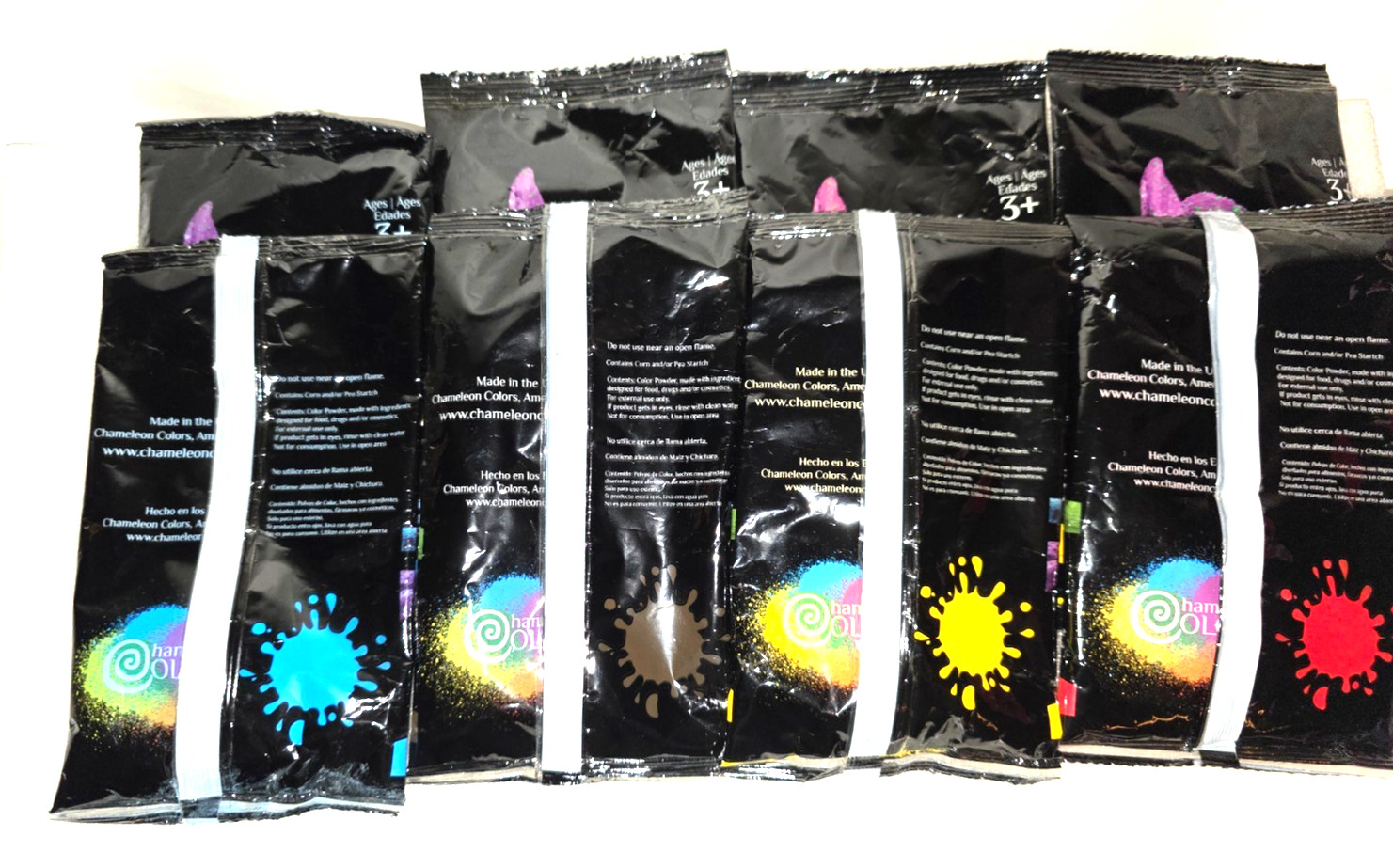8 Package Chameleon Color Powder Rave Gender Reveal Powder Blue Red Brown Yellow