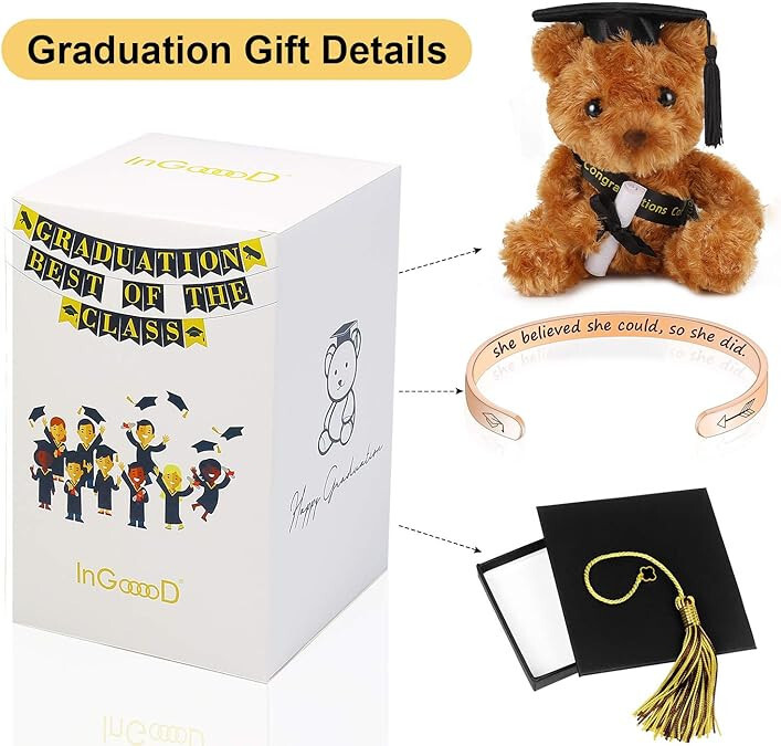 2025 GRADUATION GIFT BOX WITH PLUSH GRADUATION BEAR AND BRACELET-NEW-FAST SHIP