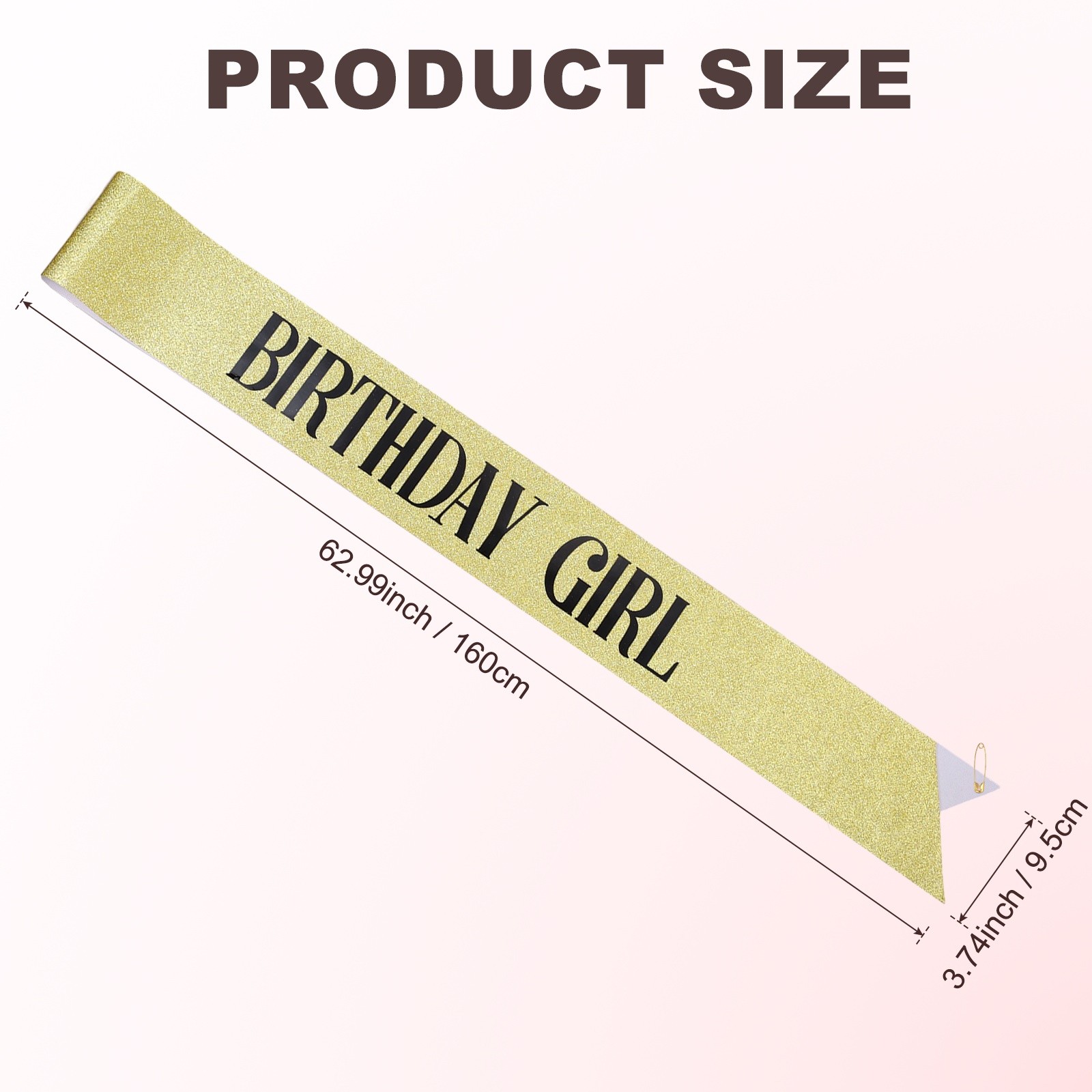 1-Pack Birthday Sash, Sequined Fabric Birthday Gift Decor [Gold with Black Text]
