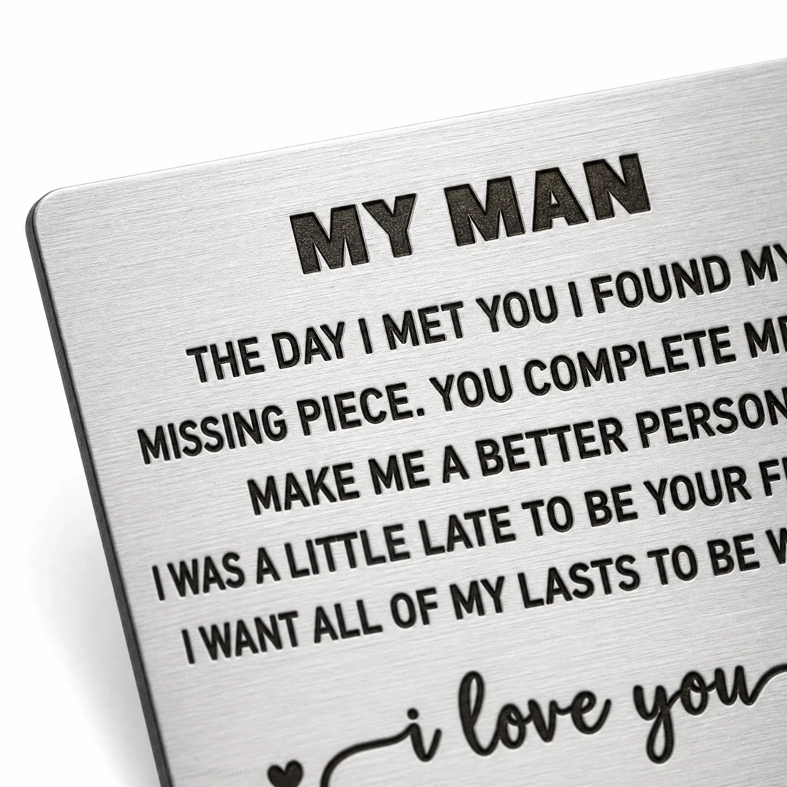 Metal Wallet Insert Card to My Man Gift Anniversary Card Gift for Him Birthday