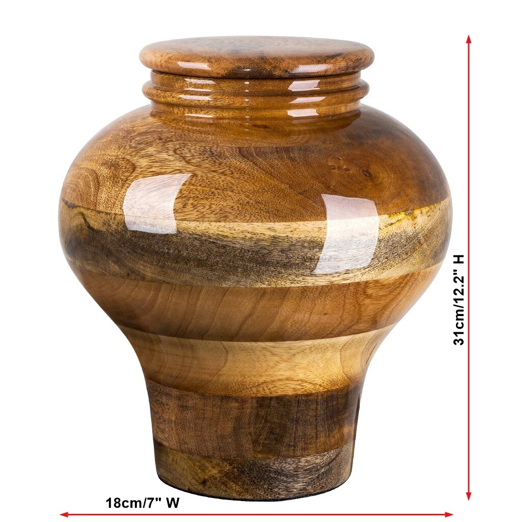 Stunning and very special wooden mango Human Cremation urn for ashes or Pet Urn