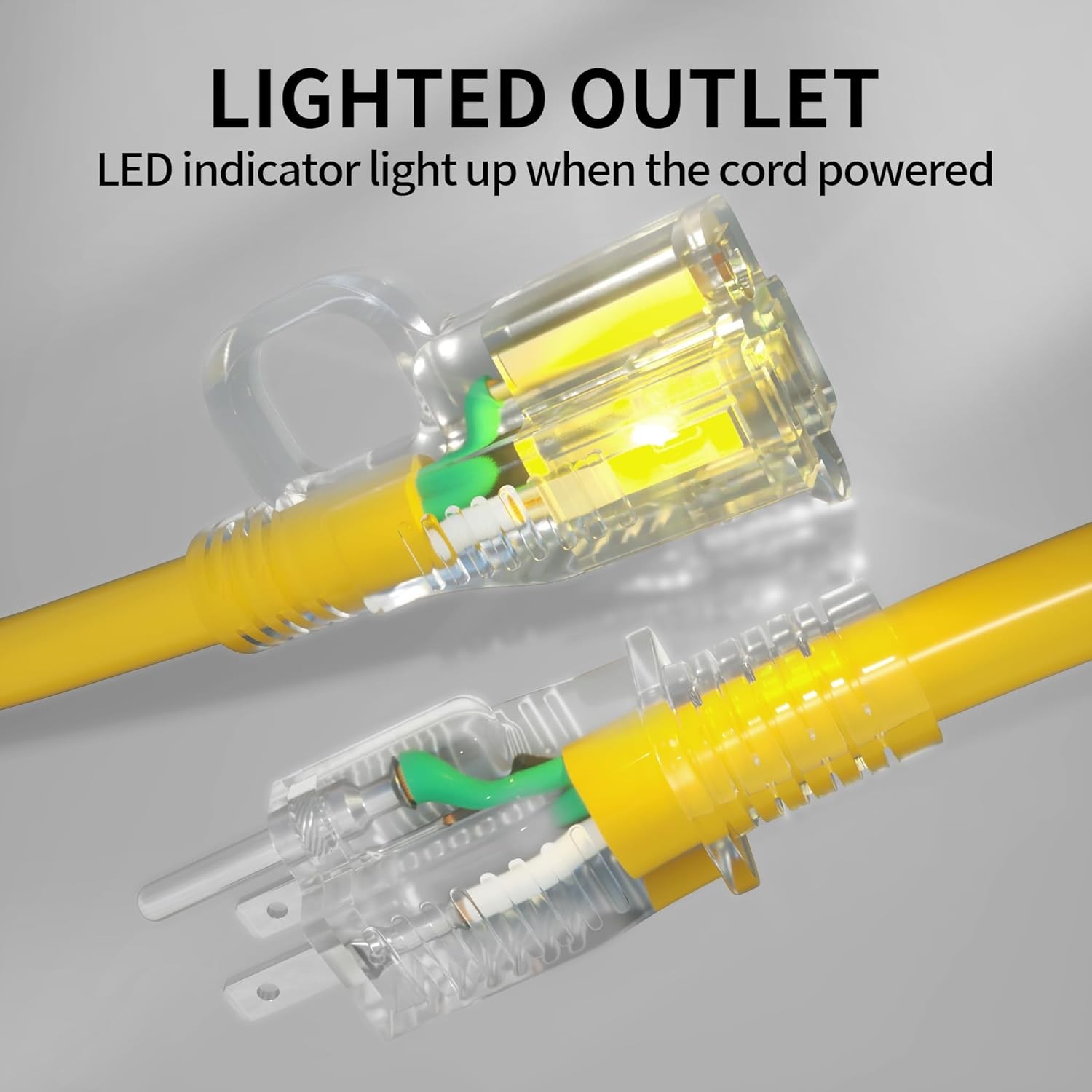 100 ft 12/3 Outdoor Extension Cord Waterproof Heavy Duty with Lighted Indicator