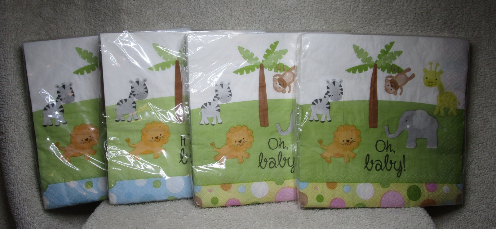 Lot of 4 New & Sealed Baby Napkins Oh Baby! & It’s A Boy! 20 each, 80 Total