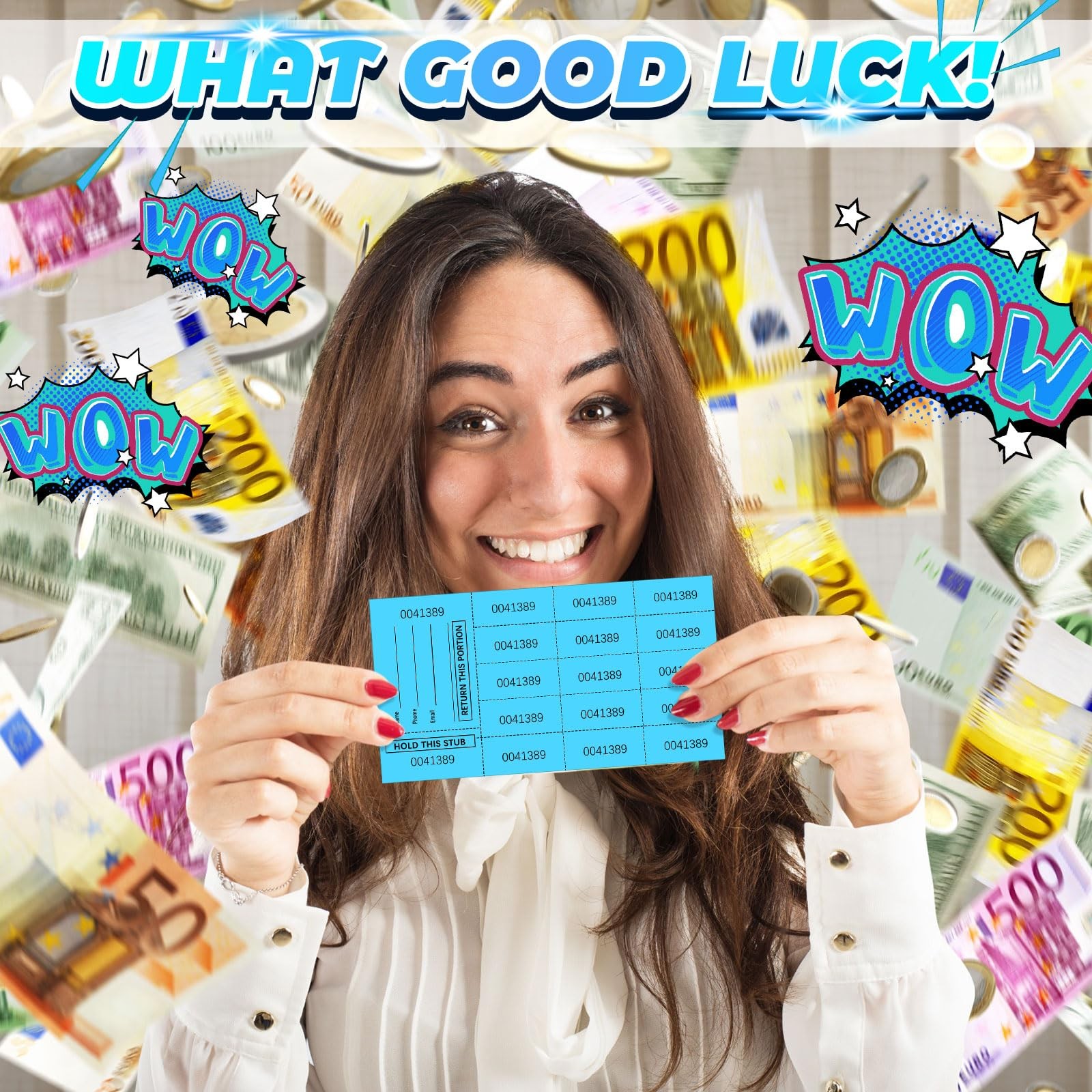 1000 Sheet 15 Bid Raffle Tickets Chinese Auction Fundraiser Tag Lake Blue