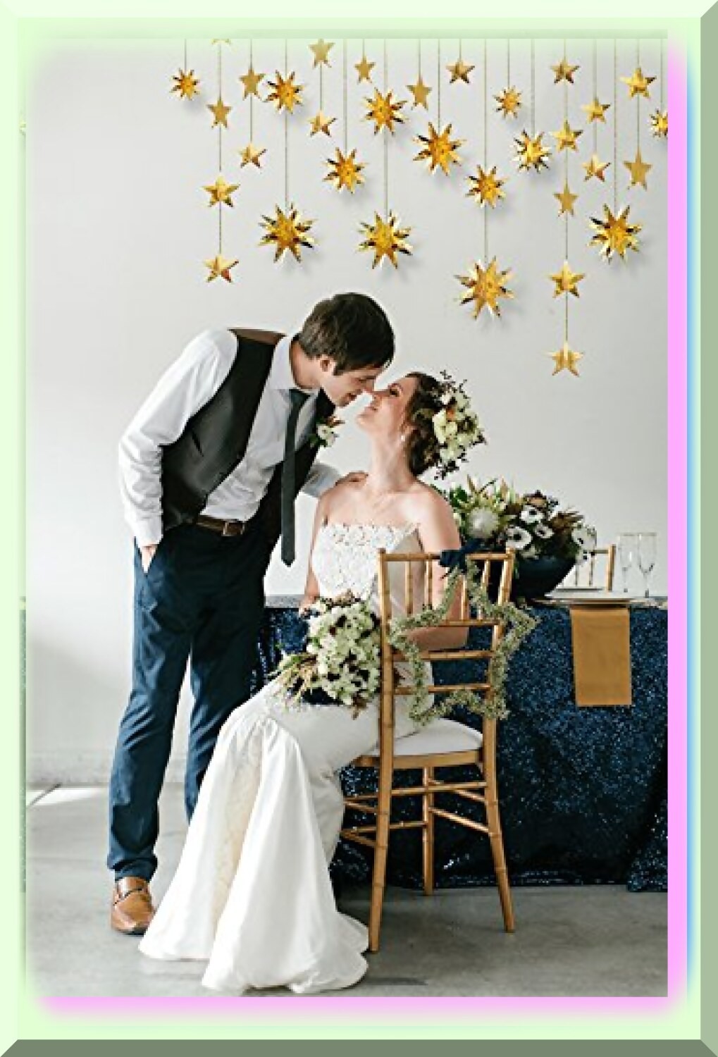 Starry Festive Decor with Gold Stars and Streamers