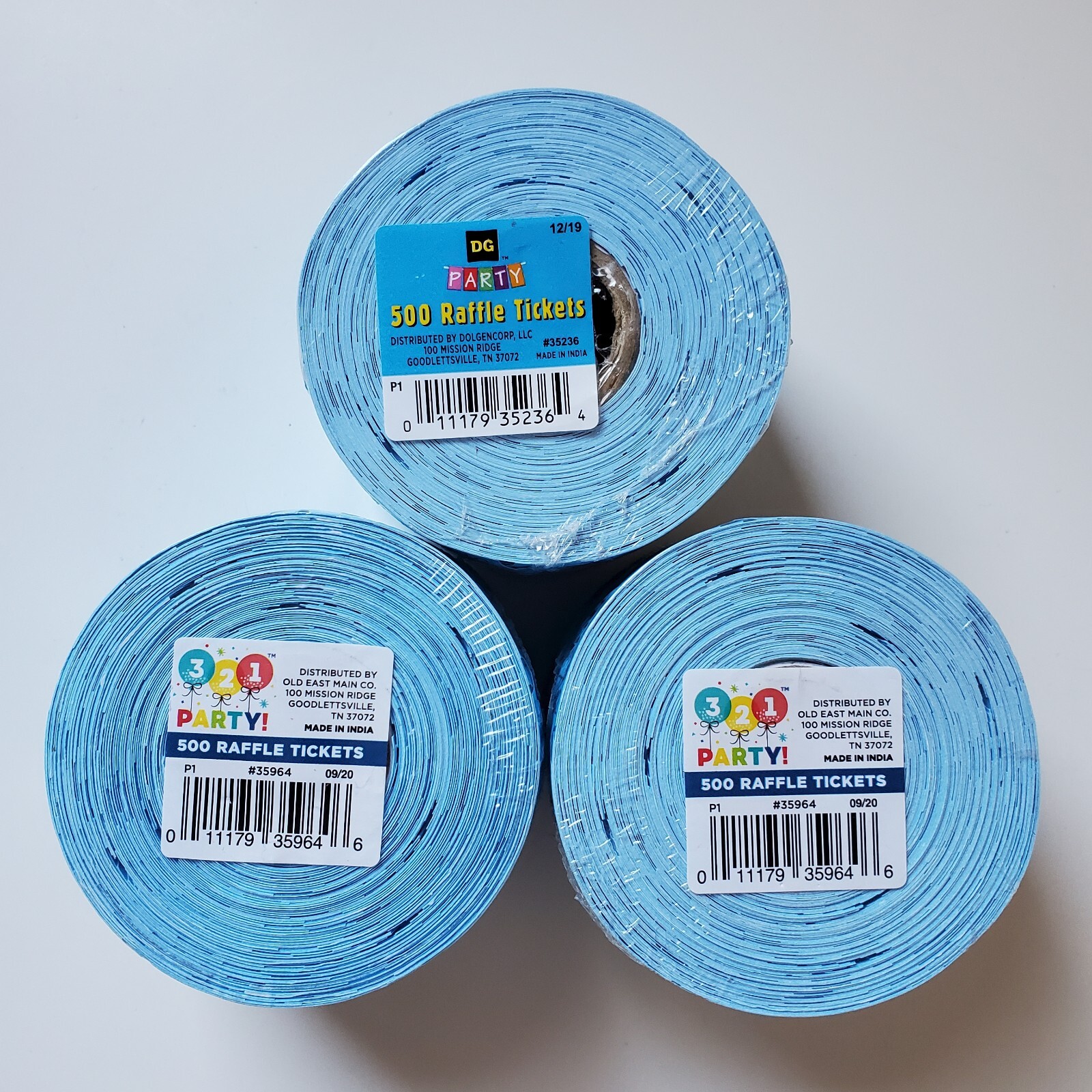 3 Rolls Raffle Tickets Roll of 500 Double Stub Split The Pot 50/50 Made USA Lot