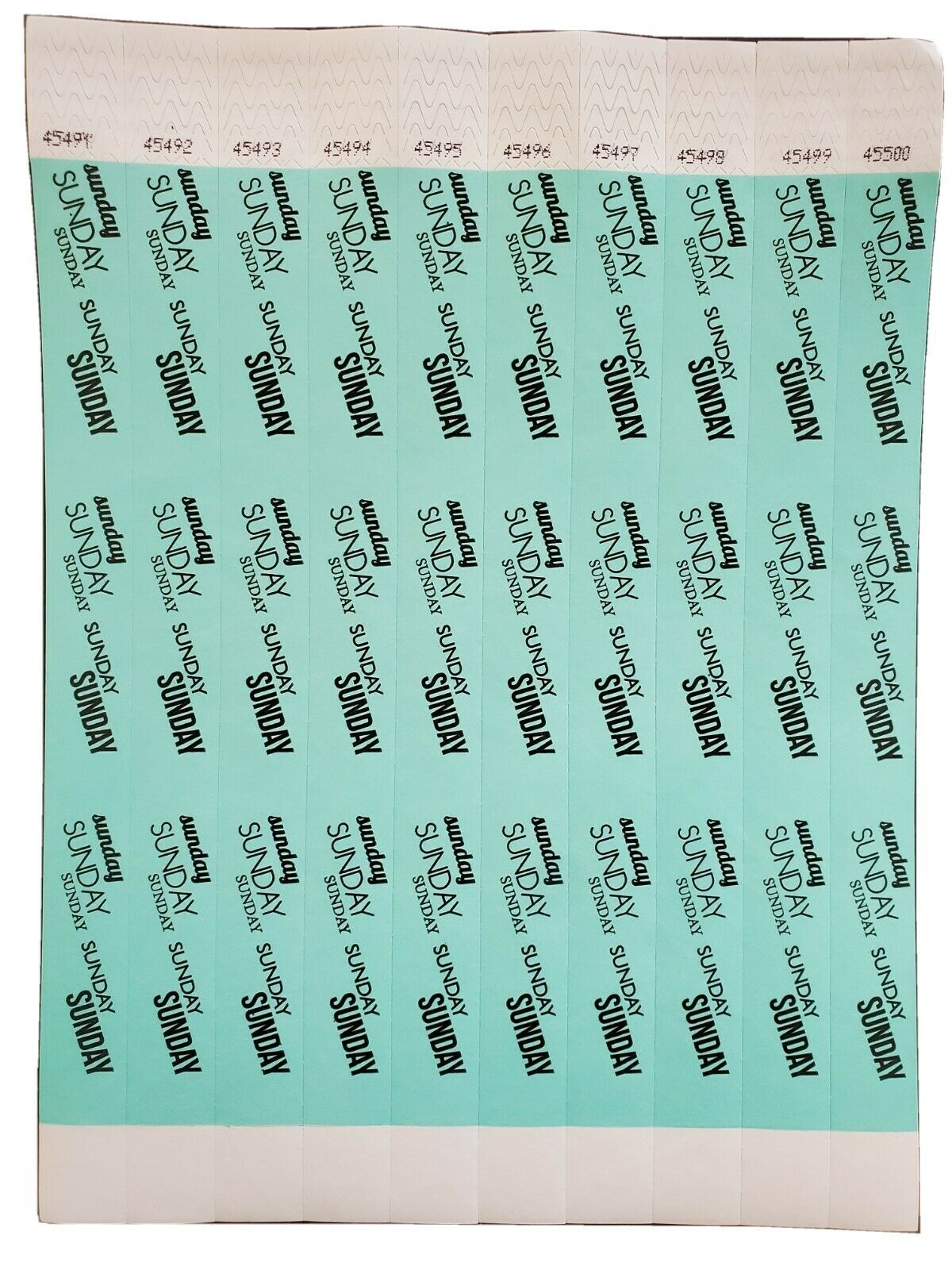 100 Monday-Sunday 3/4″ Tyvek Wristbands