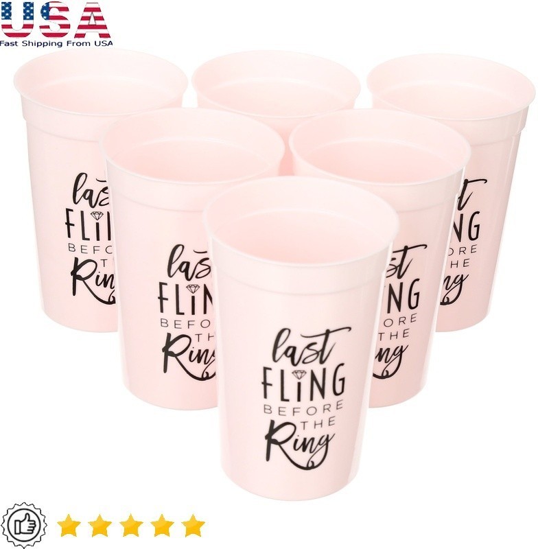 Bridesmaid Party Cups Last Fling Before the Ring Bachelorette Supplies 6 Pack US