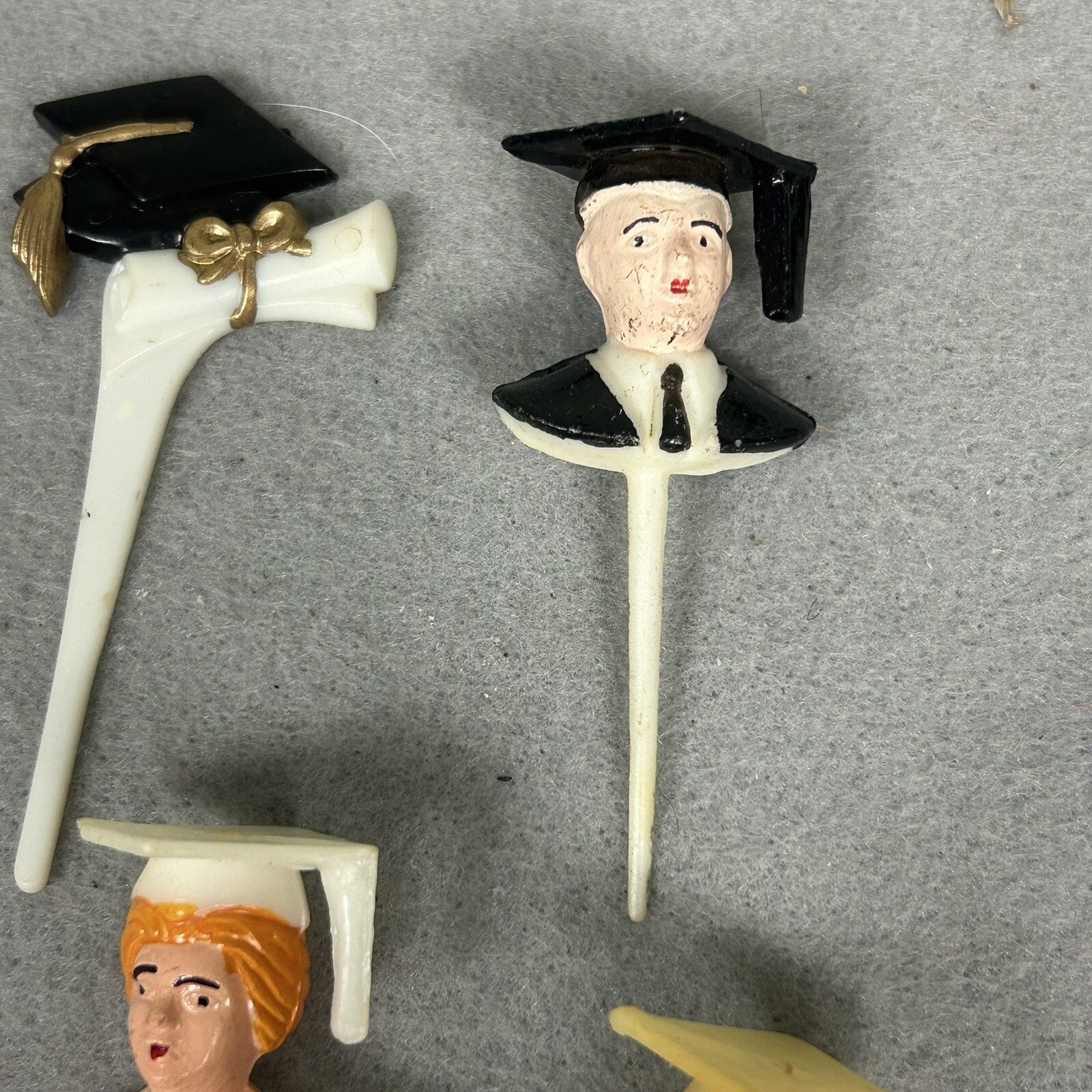 Lot of 7 Vintage Graduation Cupcake Picks Cake Toppers Boy Girl