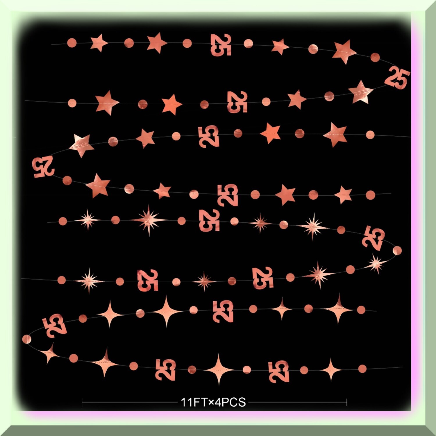 Silver and Rose Gold 25th Birthday Decorations with Twinkle Stars