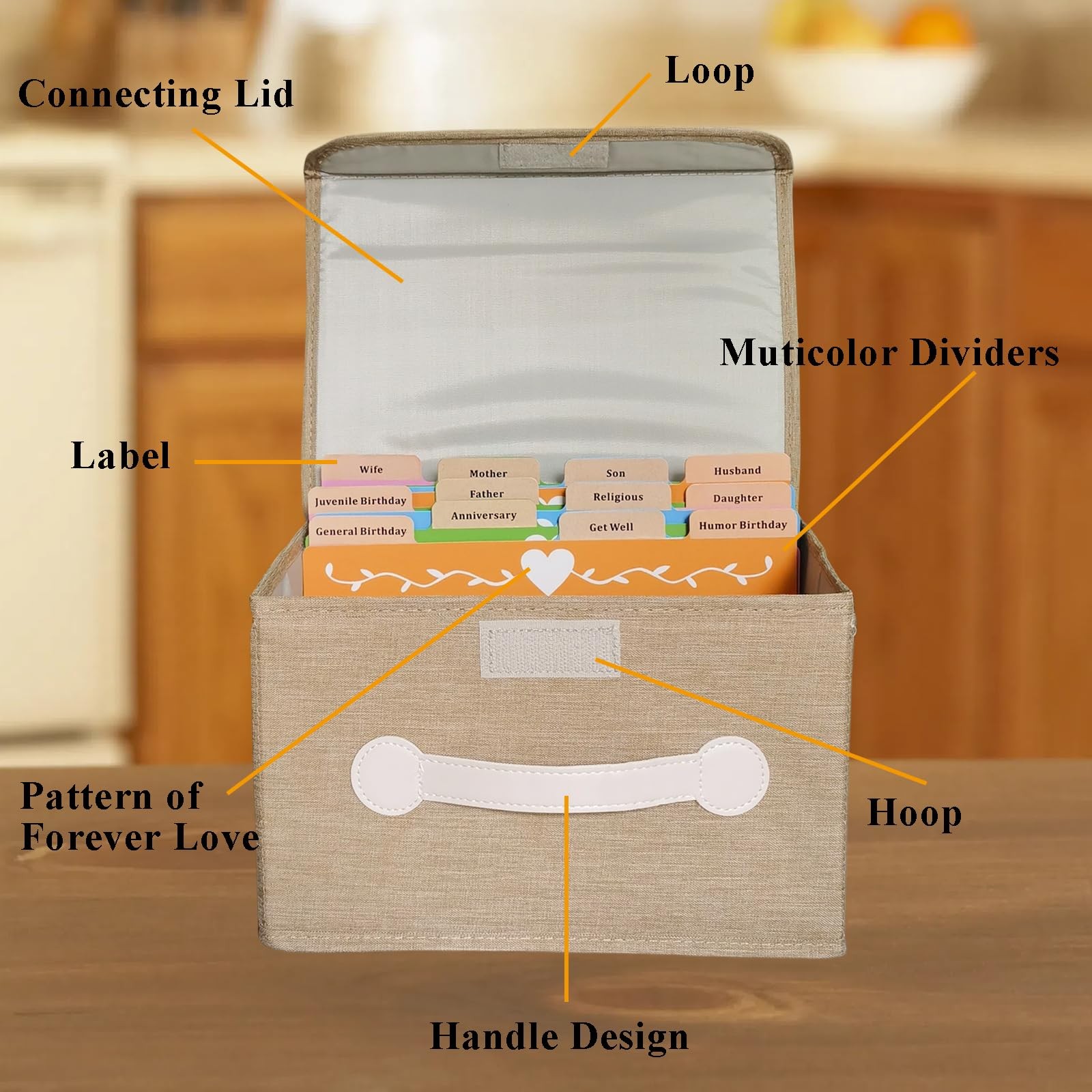 DOFFICE Greeting Card Organizer & Storage Box Medium, Khaki/Grey – 2 Pack