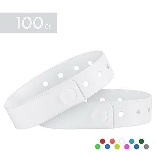 Ouchan White Plastic Wristbands – 100 Pack Vinyl Wristbands for Events Club