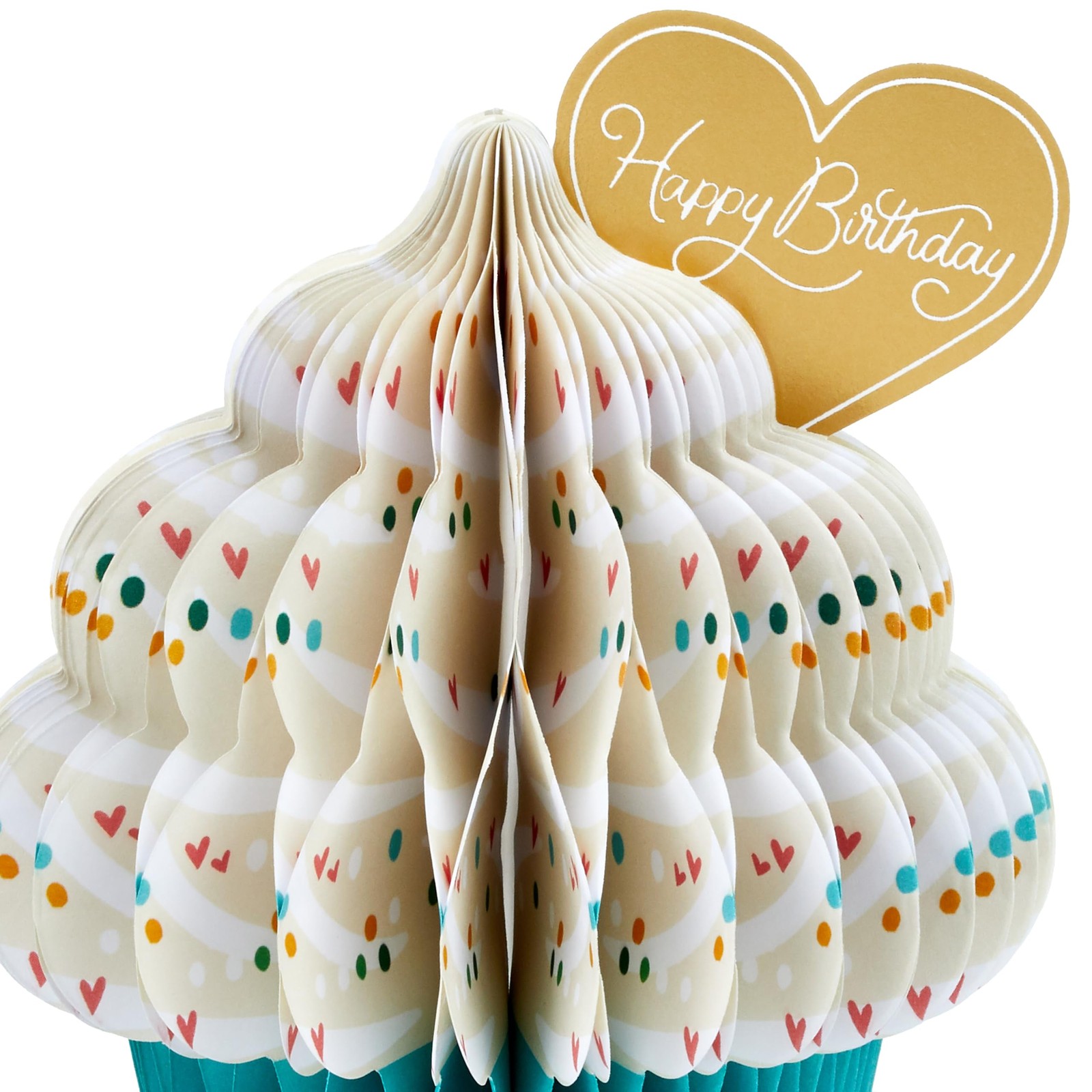 Hallmark Paper Wonder Romantic Pop 5 inches by 7.25 inches, Honeycomb Cupcake