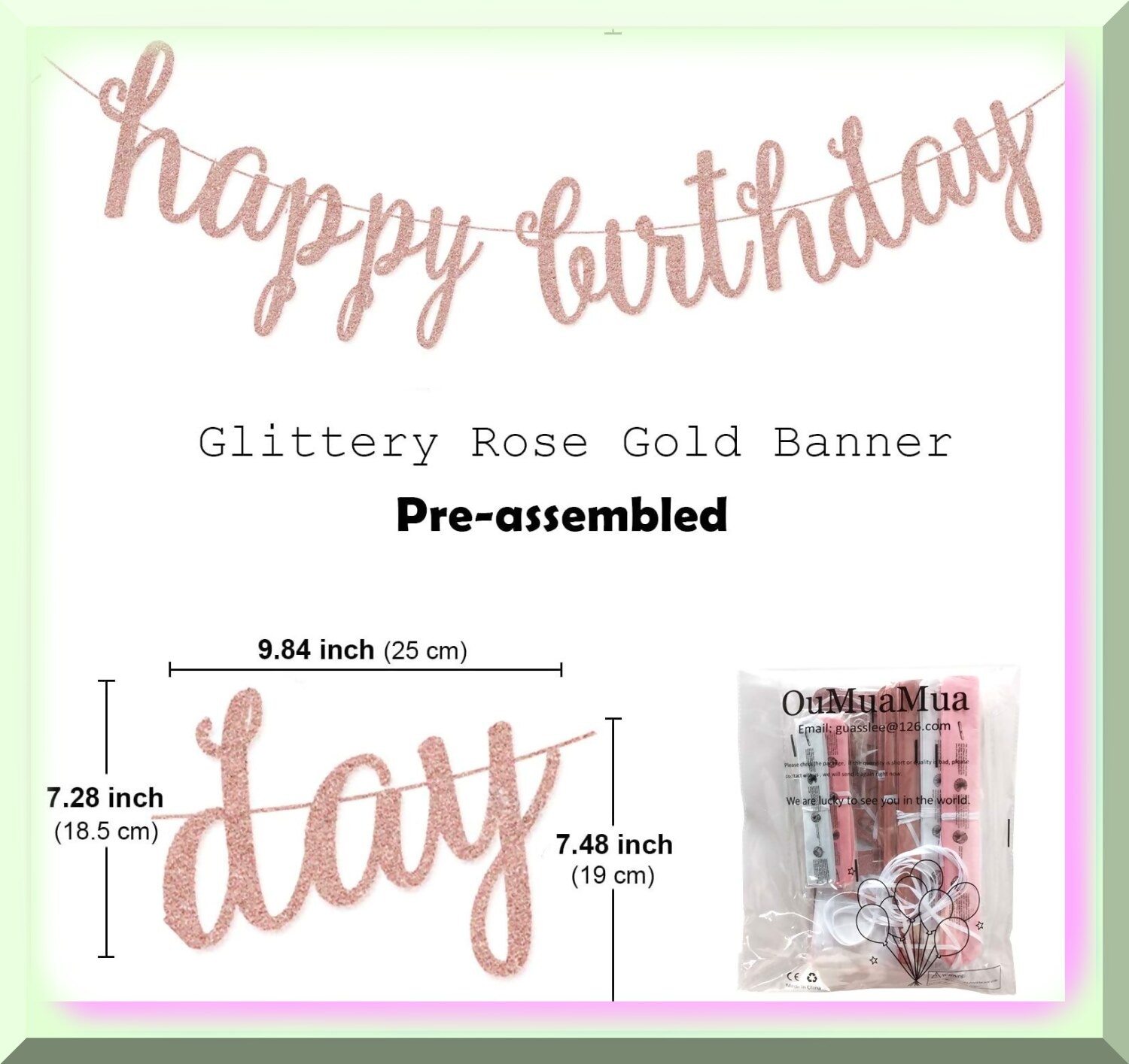 Rose Gold Celebration Kit with Banner and Decorations
