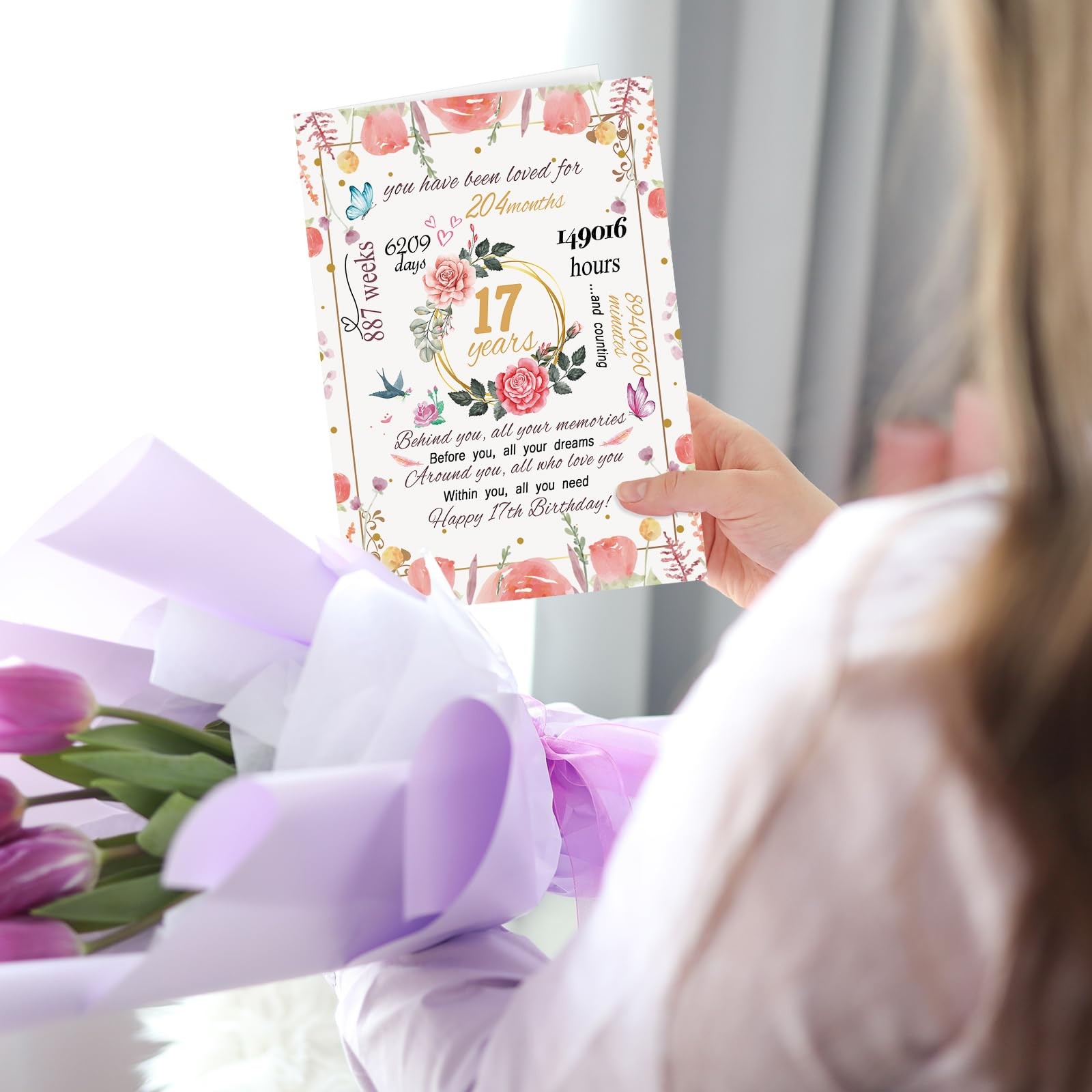 mmuue Happy 17th Birthday Card for Daughter, Funny 17 8.0 x 5.3 inches,