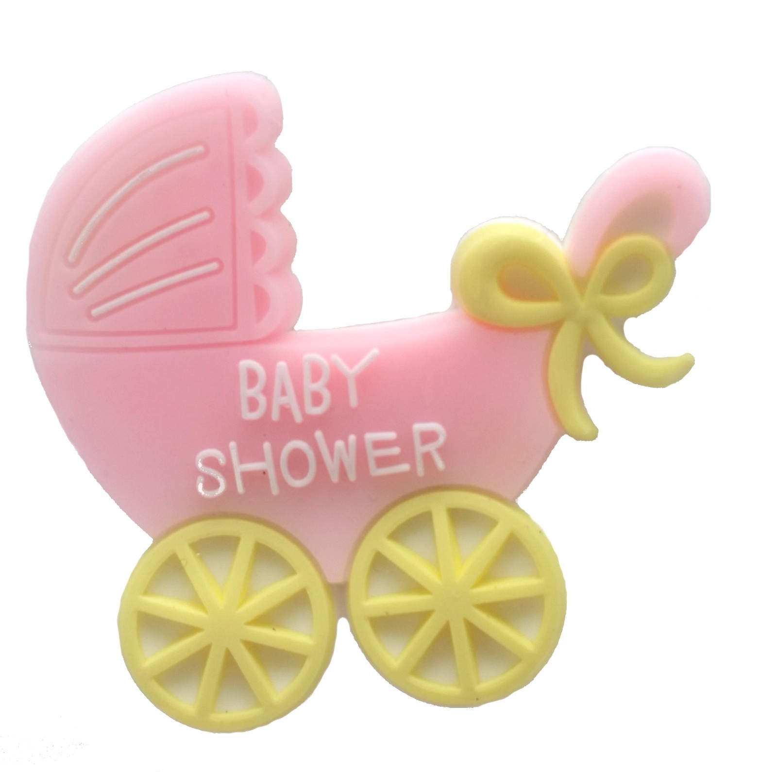 12 Flexible Pink Baby Buggy baby shower favors appliques – 4 pk of 3