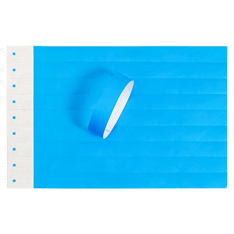 Blue Wristbands for Events – 500 Count – Tear Resistant Paper Bracelets Comfo…