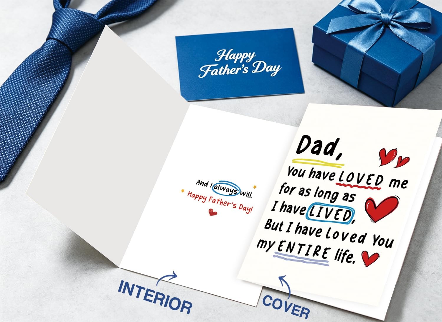 Abeletree Fathers Day Card Gift for Dad from Daughter Son, 7×5 inches, AT-388