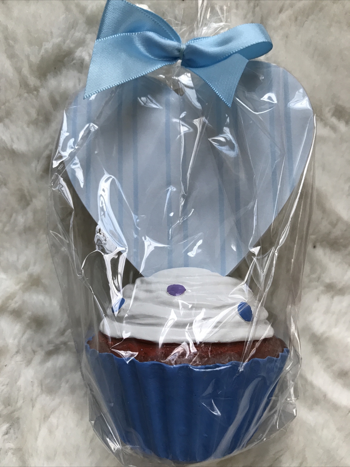 New Lot of 3 Cupcake Photo Holders w/ Memo Pad, 2 Blue, 1 Orange, 5” x 3.5” x 3”