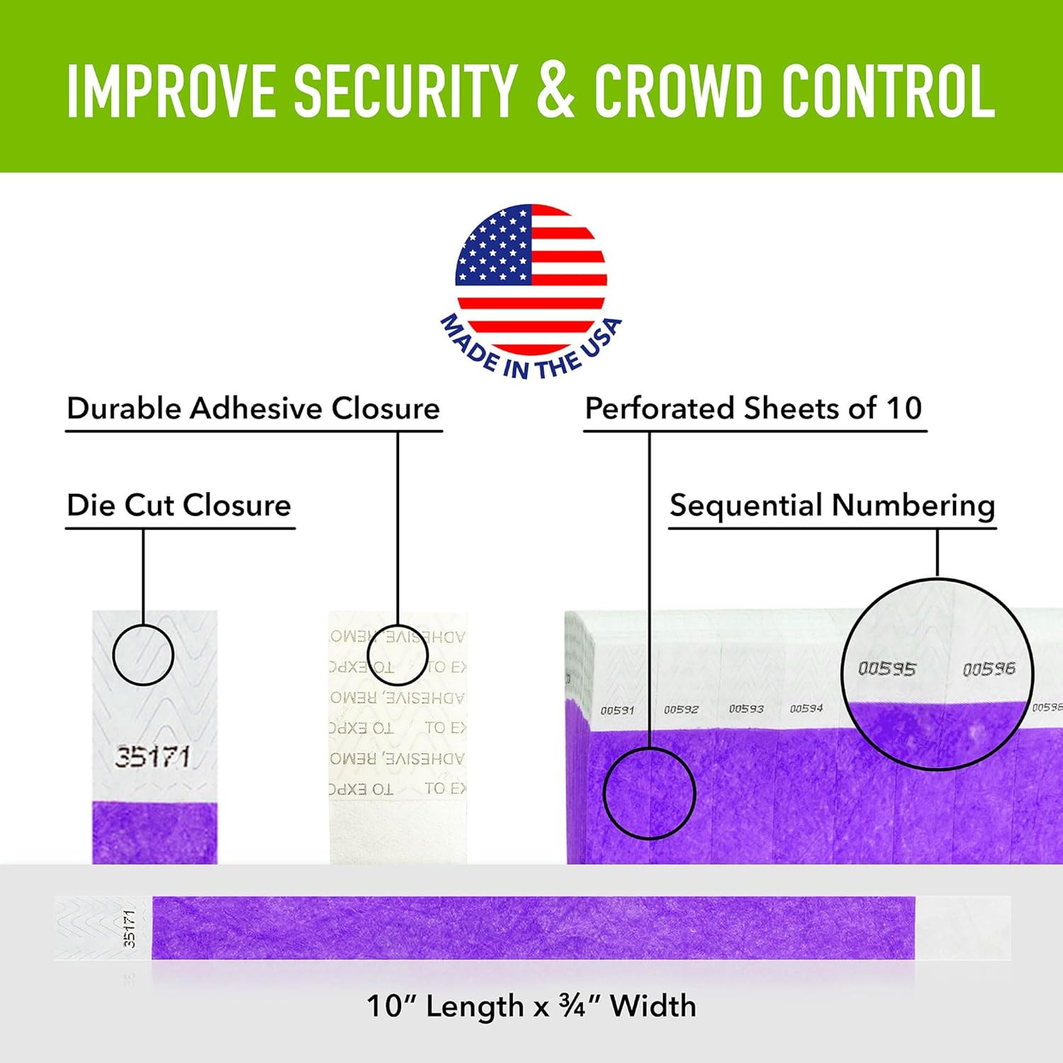 700 Purple Tyvek Wristbands for Events – Comfortable Tear Resistant Paper Brace