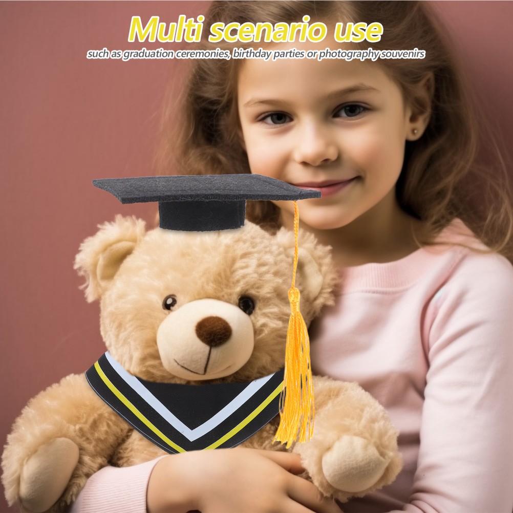 2 Sets Graduation Toy Bear Doll Outfit Graduation Gown Set Assorted Color Plush