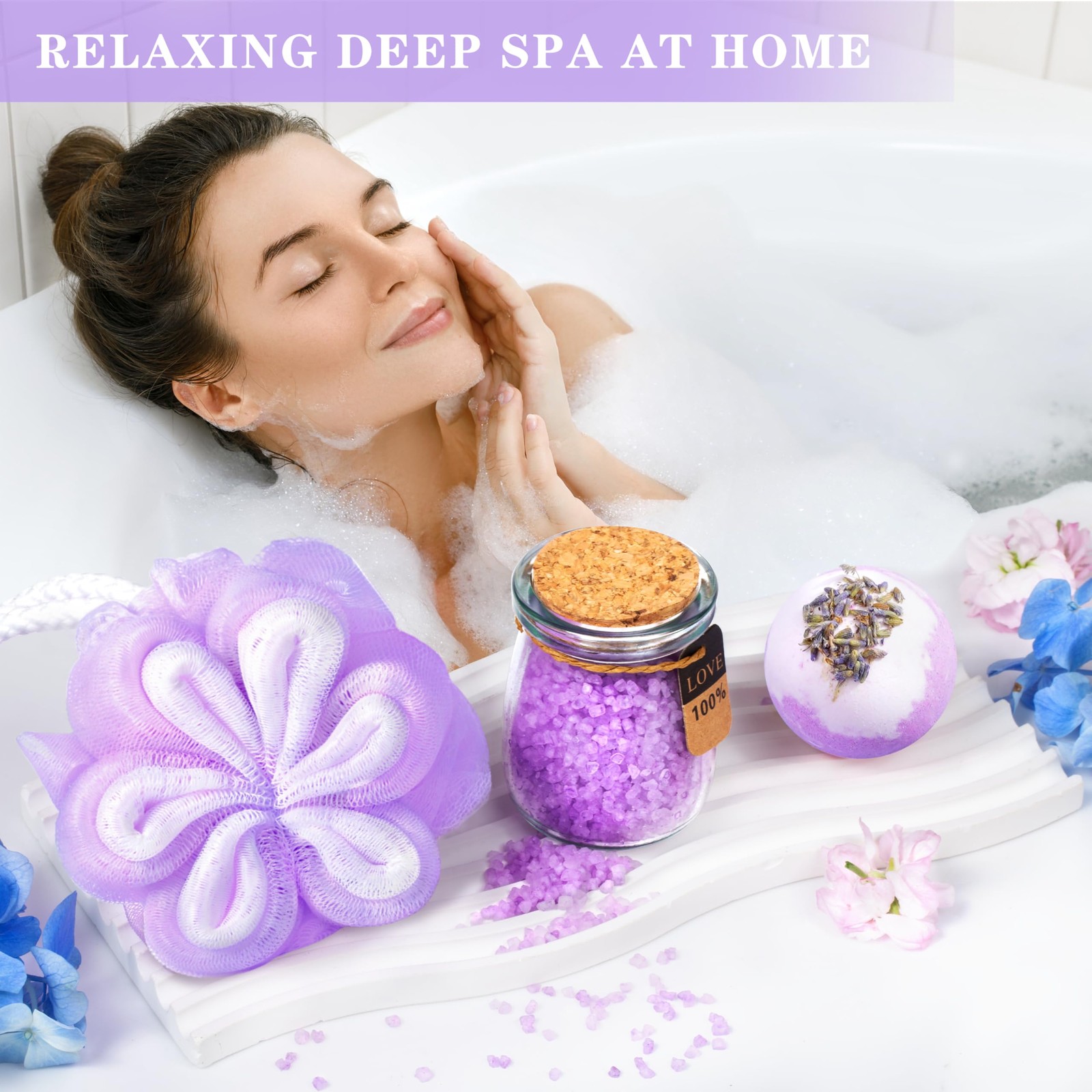 Gifts for Women, 9pcs Lavender Care Package Birthday Women Purple