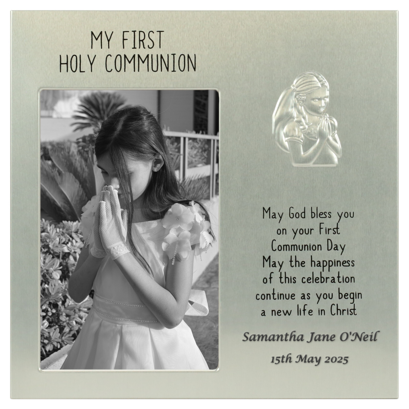 First Holy Communion Gift For a Girl, Engraved Girl’s 1st Communion Photo Frame