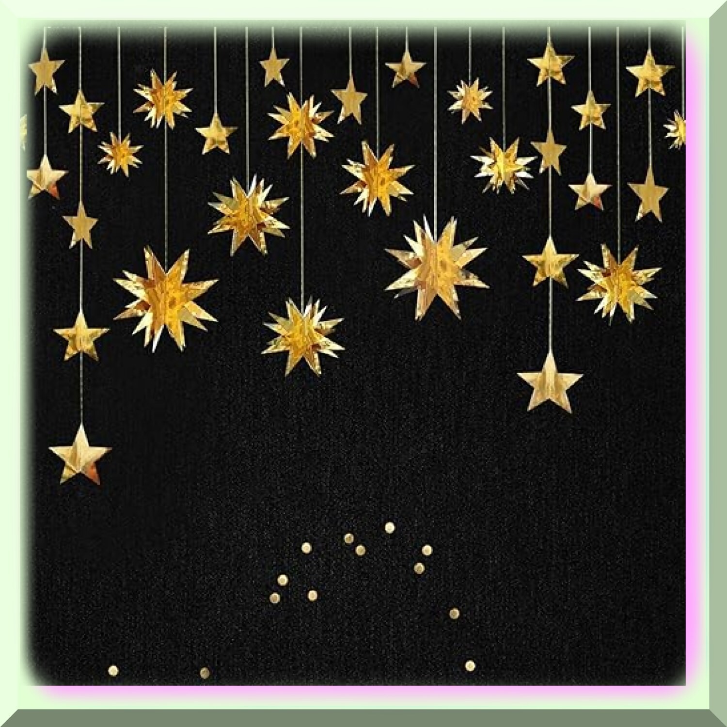 Starry Festive Decor with Gold Stars and Streamers