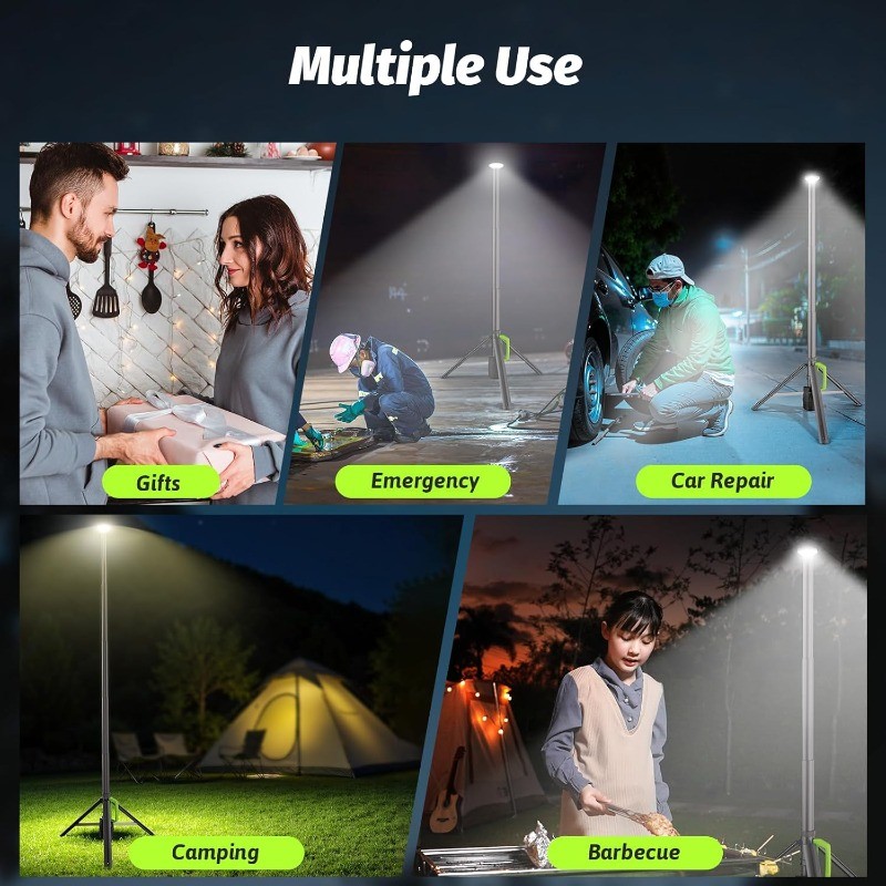Rechargeable Telescopic Camping Light, 3000LM LED Work Lights on Stand,Hight