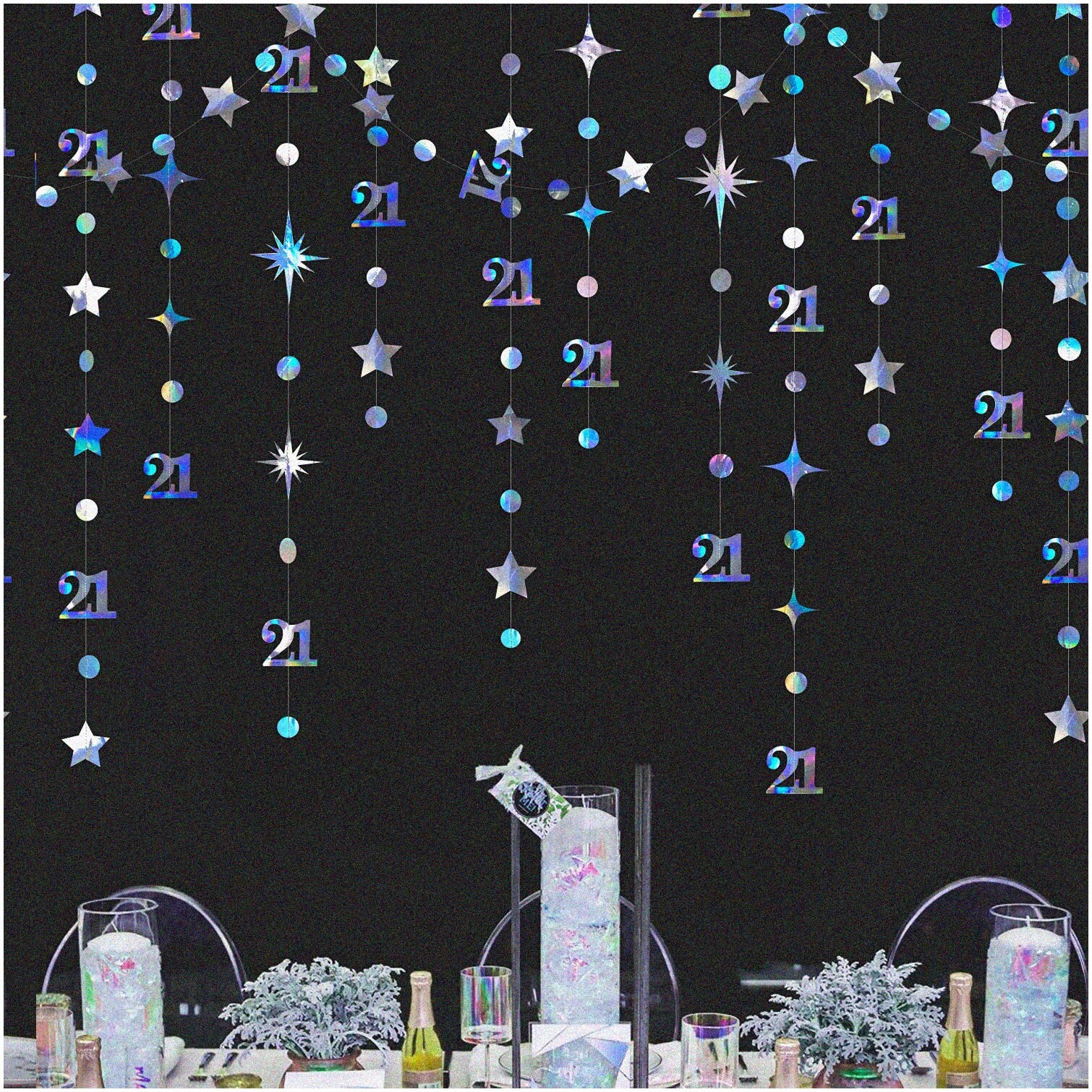 21st Birthday Iridescent Holographic Garland Set