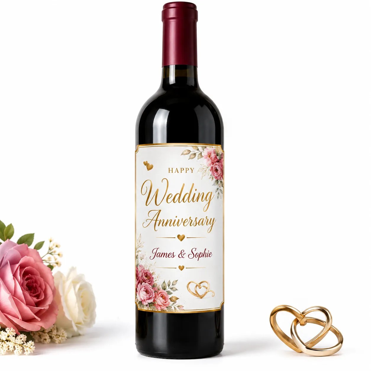 Personalised Wedding Anniversary Bottle Label Sticker Custom Wine Gift