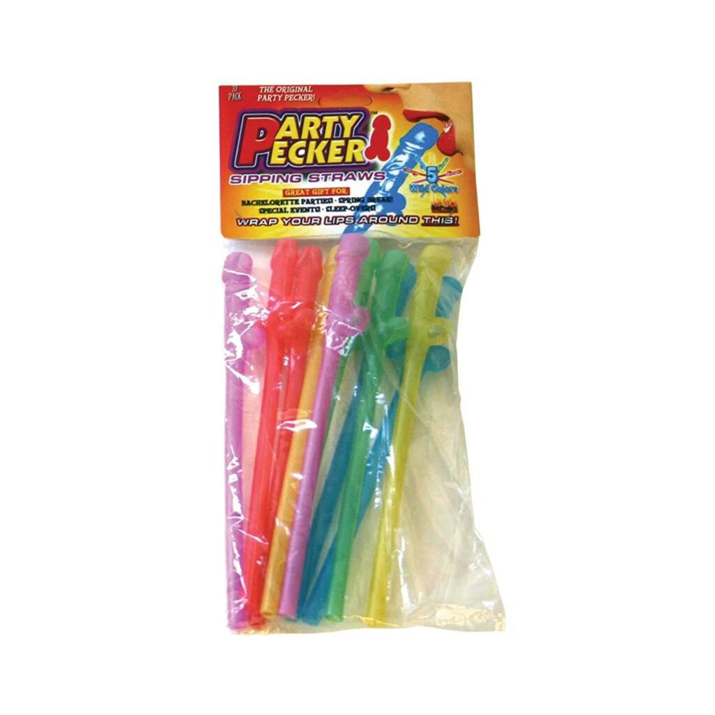 Pecker Sipping Straws – 10 Pack Assorted Colors – Bachelorette Bridal Party
