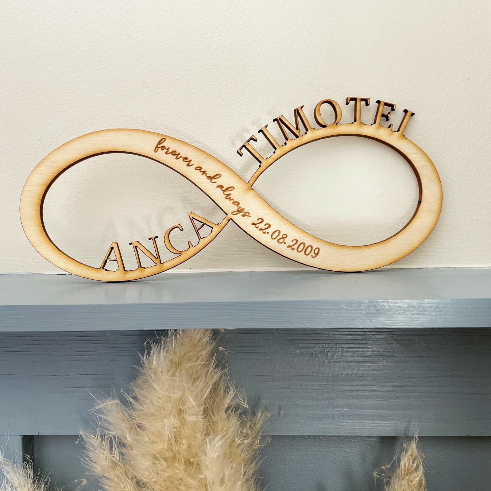Infinity Sign Personalised Wedding, Anniversary, Home Decor Wood Plaque, Gift