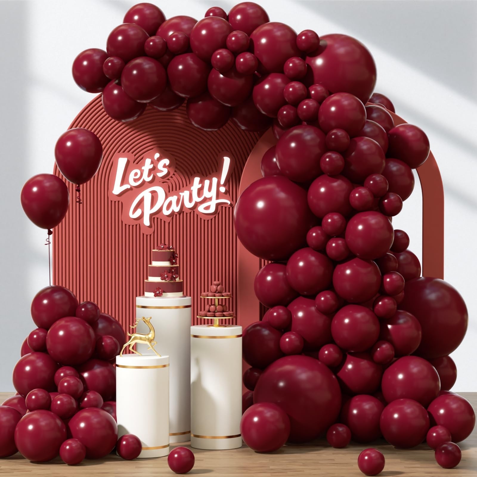 120pcs Burgundy Balloons, 18 12 10 5 inch Maroon Balloons Different Sizes Bur…