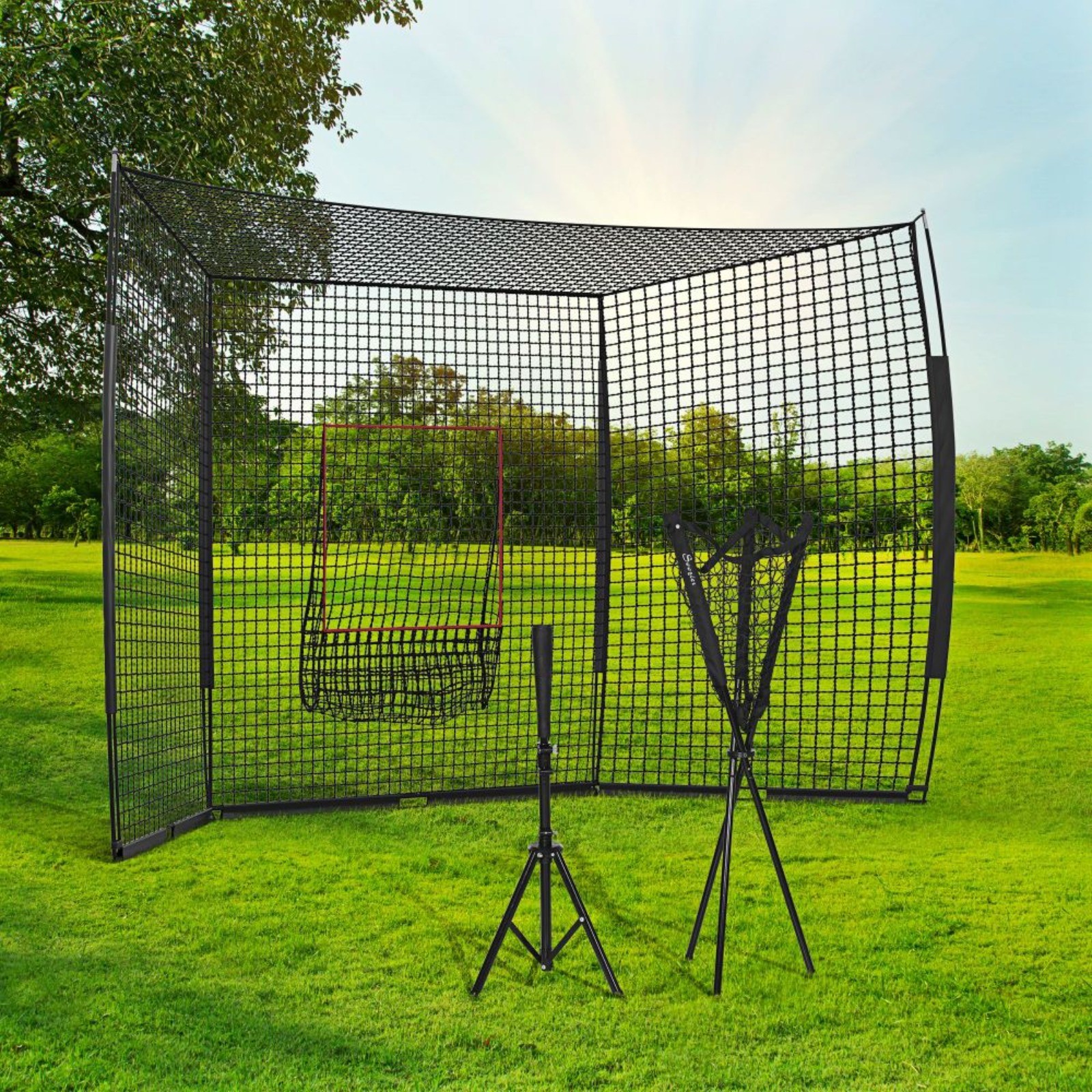 Soozier 17’x5.5′ Baseball Net Strike Zone Tee Caddy Carry Bag Portable