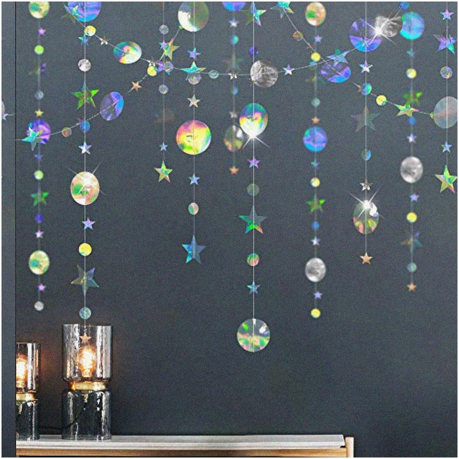 Iridescent Star and Circle Garland Set 39ft