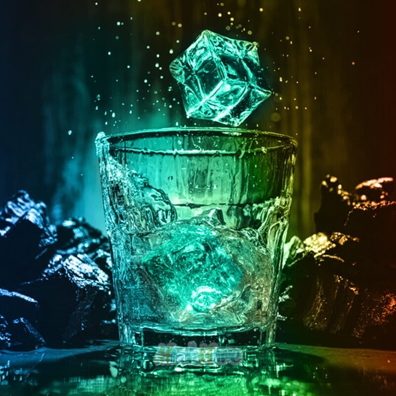 12Pcs Multi-color LED Light Up Ice Cubles Liquid Sensor for Drinks Part Bar Club