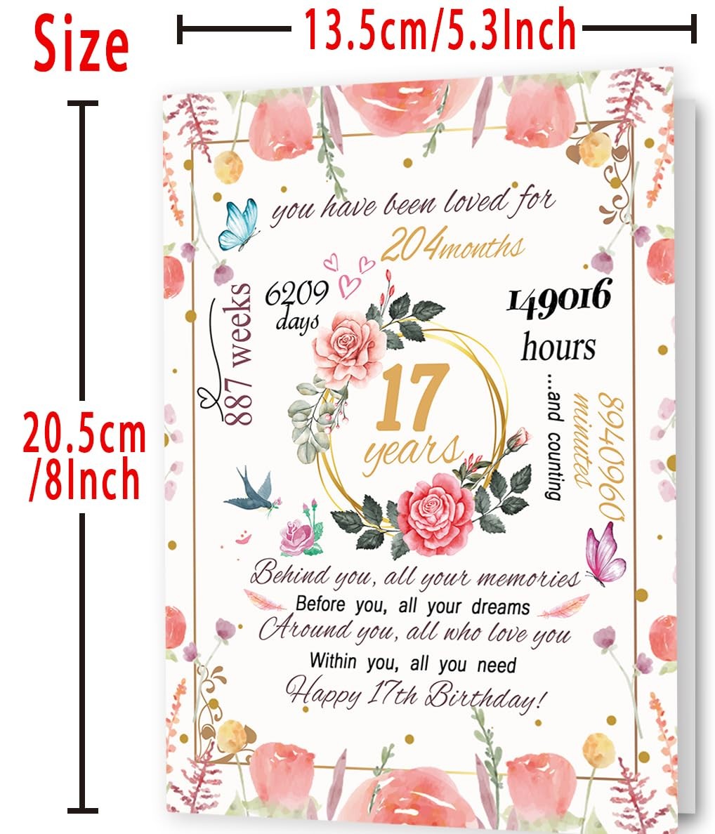 mmuue Happy 17th Birthday Card for Daughter, Funny 17 8.0 x 5.3 inches,