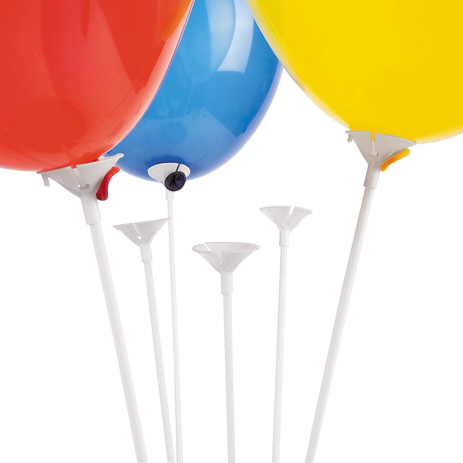 16 3/4″ Bulk 144 Pc. White Plastic Balloon Sticks with Cup