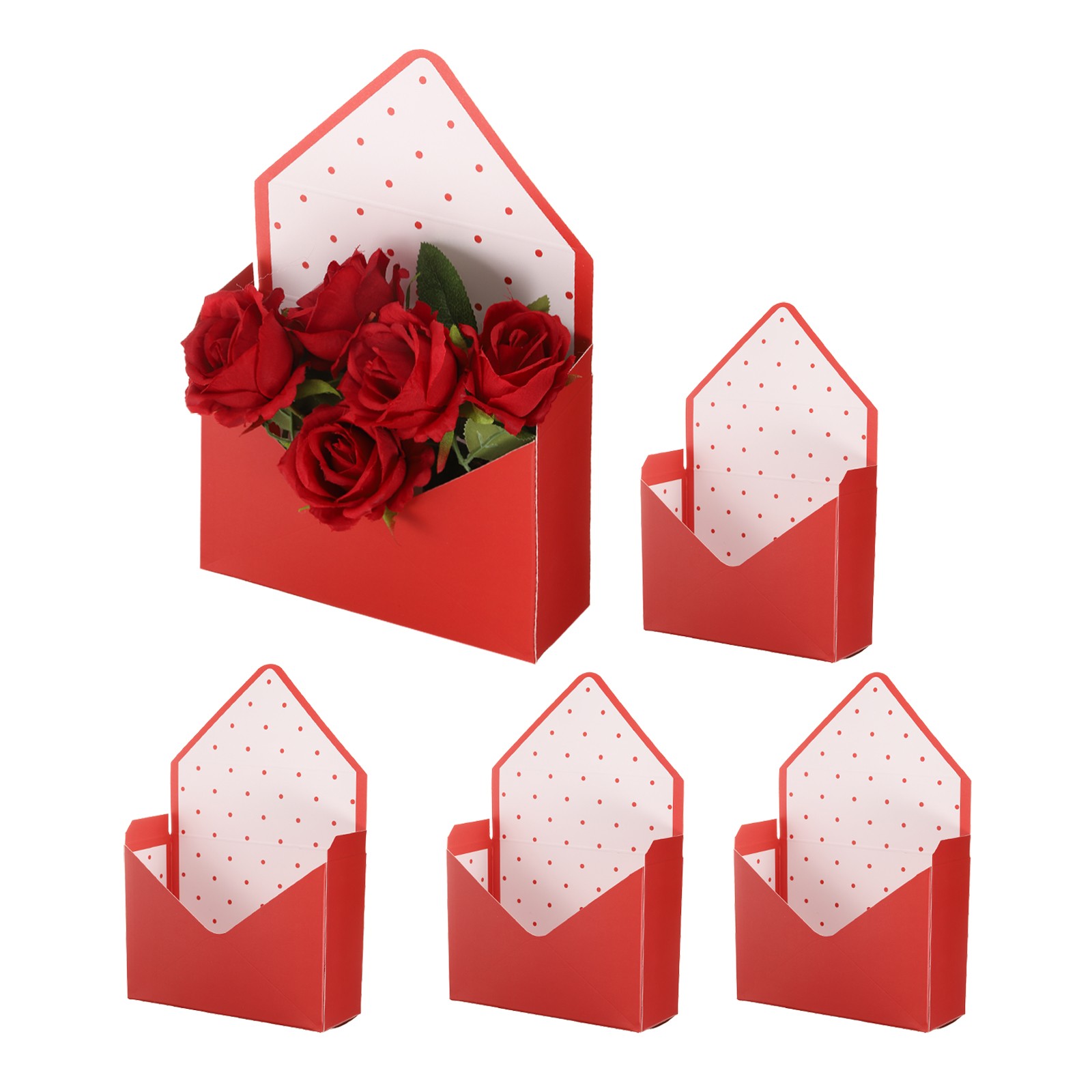 5 x Paper Flower Gift Bags Paper Bouquet Flower Gift Bag Red