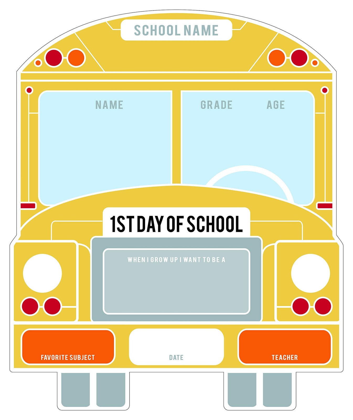 School Bus First and Last Day Sign Set / 12″ x 12″ Reusable Whiteboard Photo …