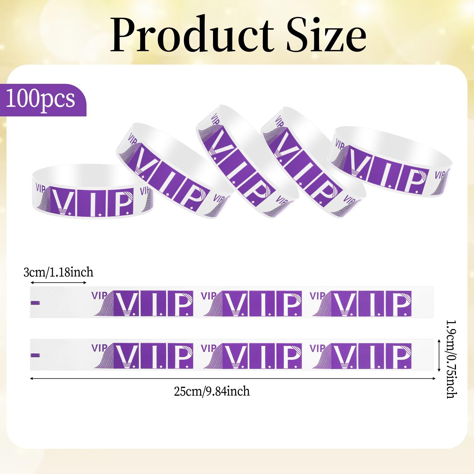 100 Pcs VIP Wristbands for Events Concert Club Amusement Park Party Bracelets
