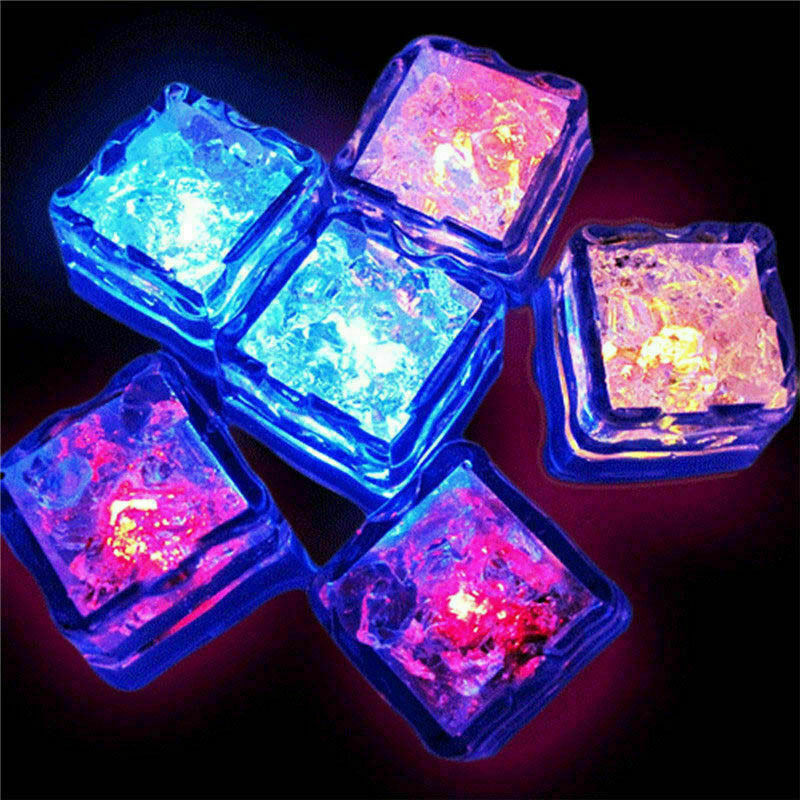 20x Waterproof Light Up Led Ice Cubes for Party Drinks Glowing Flashing Ice Cube