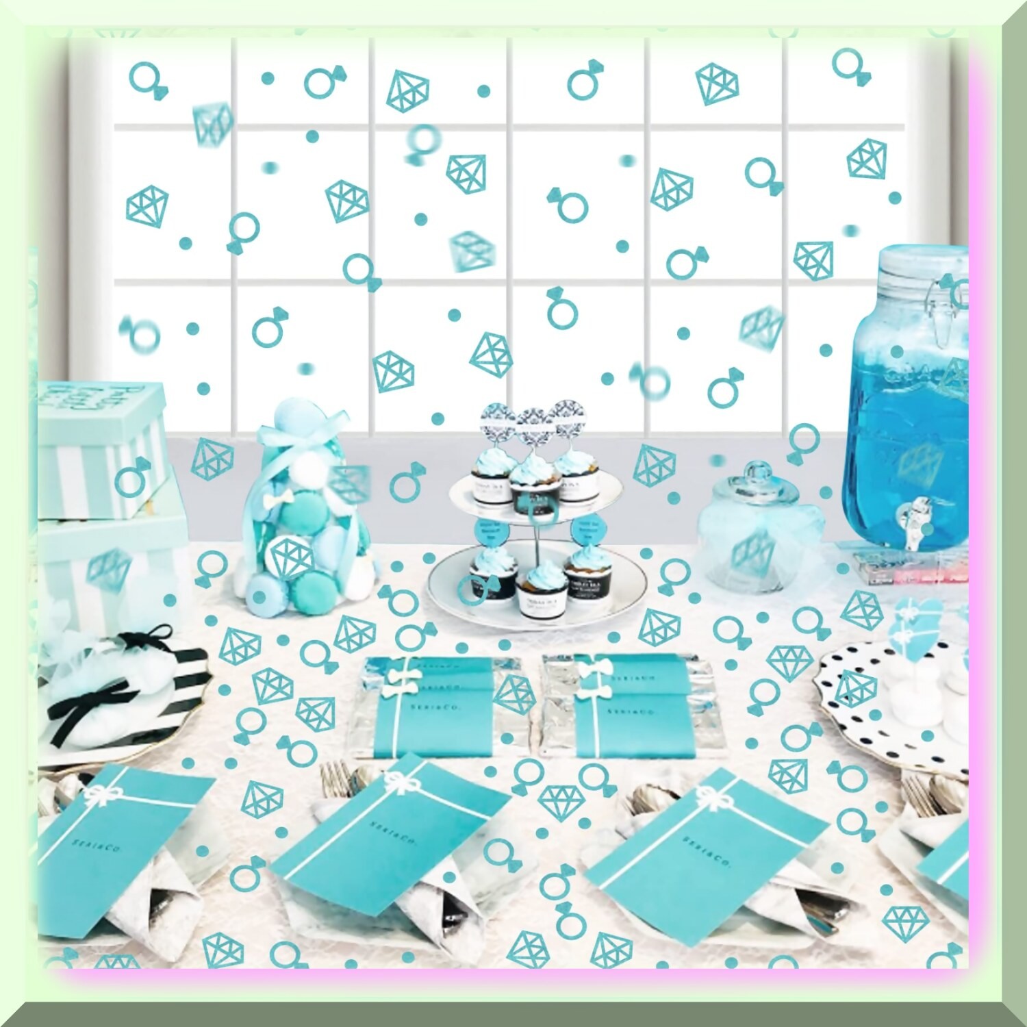 Teal Diamond Ring Confetti for Parties
