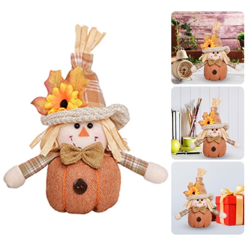 Polyester Cloth Scarecrow Figure Seasonal Tabletop Display for Holiday Event