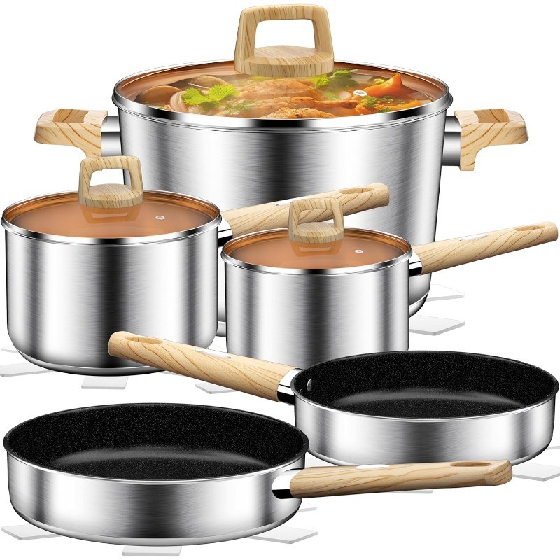 Stainless Steel Cookware Set 13pcs, Pots and Pans Set, Induction Cookware