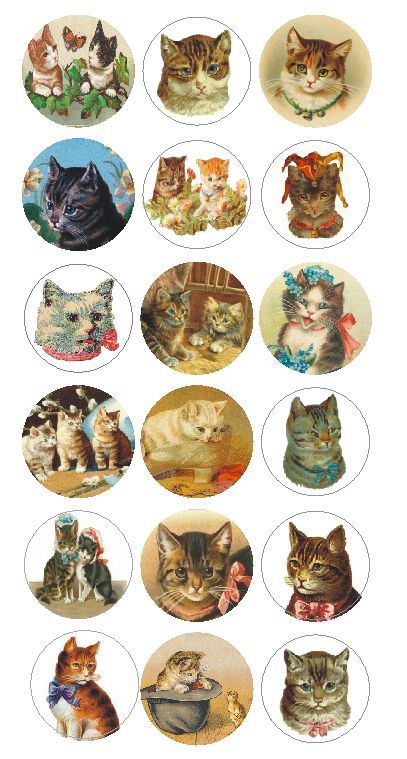 Vintage Cats Kitty Kitten Labels Stickers Decals CRAFTS Made In The USA #D355