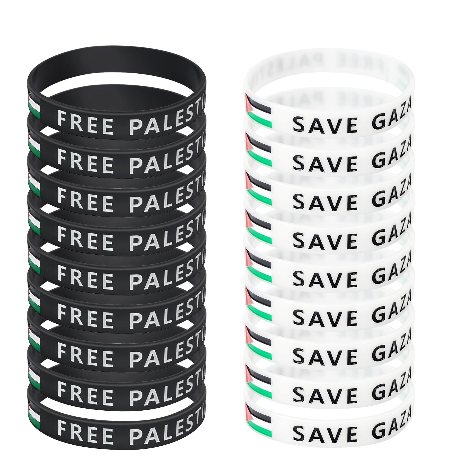 20 Pcs Free Palestine Bracelet Silicone Palestine Flag Wristbands for Men Women